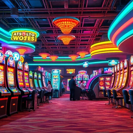 Bermain di platform merahtoto dengan slot permainan digital yang berwarna-warni.
