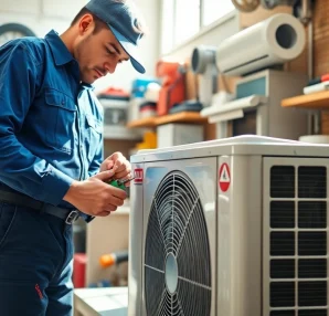 Expert AC repair in Glendale, AZ by a professional technician fixing an air conditioning unit.