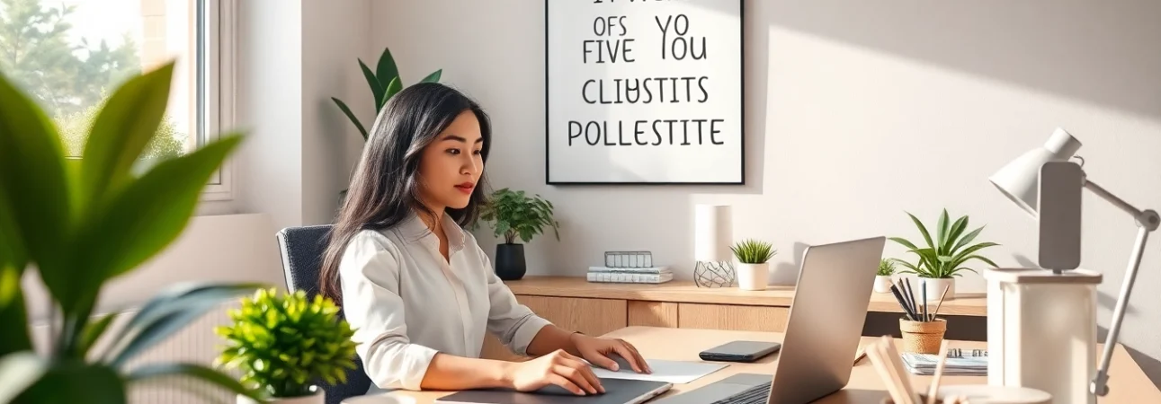 Hire a Filipino virtual assistant in a modern home office setting to boost productivity.