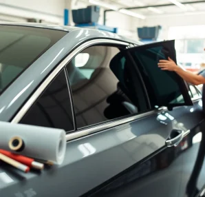 Get premium car tint near me with expert technicians applying window tinting.
