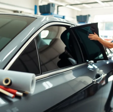 Get premium car tint near me with expert technicians applying window tinting.