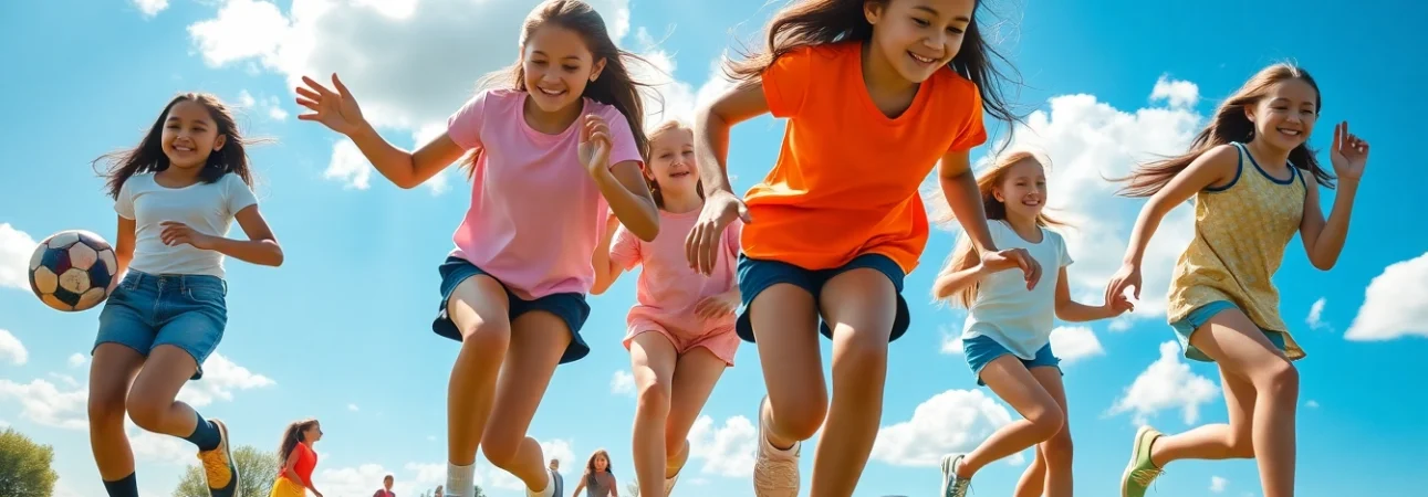 Girls engaged in fun activities at Multi Sports Camps for Girls, showcasing teamwork and sportsmanship.
