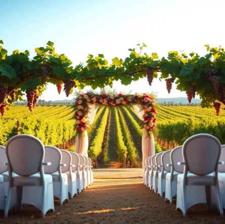 Stunning Clarksburg wedding venues featuring lush vineyards, vibrant florals, and elegant decorations.