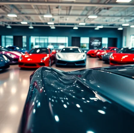 Discover the perfect car in an elegant automotive showroom filled with luxury vehicles.