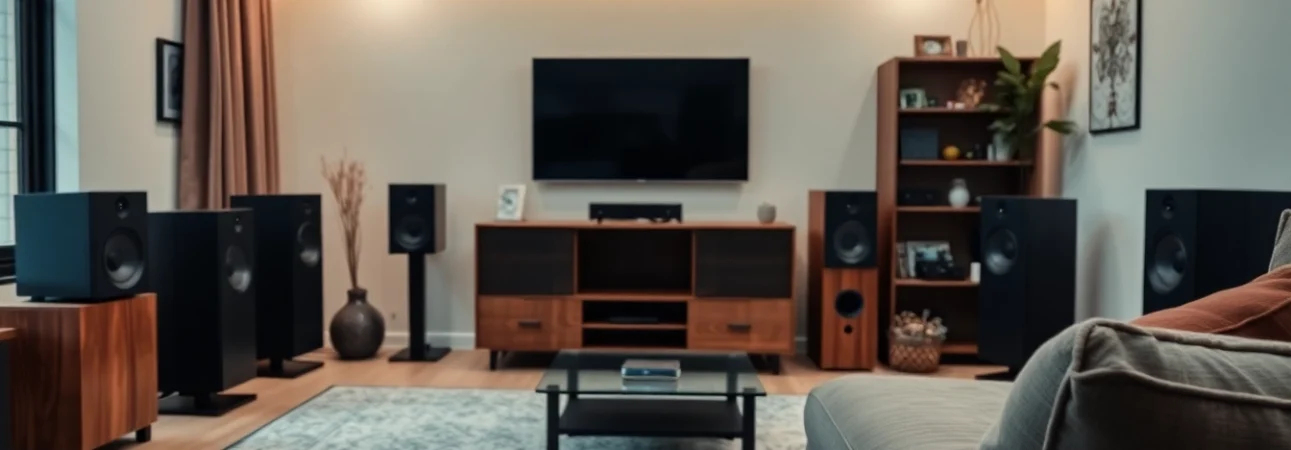 Enhance your home audio installation near me with a professional setup in a vibrant living room.