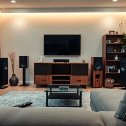 Enhance your home audio installation near me with a professional setup in a vibrant living room.
