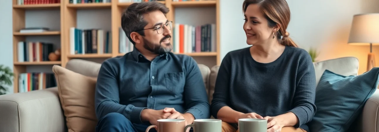 Enhancing communication in relationships through an intimate conversation in a cozy setting.