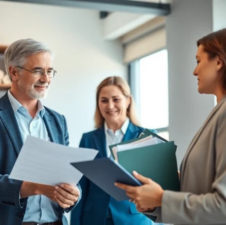Family lawyers Adelaide assisting clients with legal documents in a professional office setting.