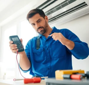 Expert HVAC technician performing AC repair in Glendale, AZ, ensuring reliable and professional service.
