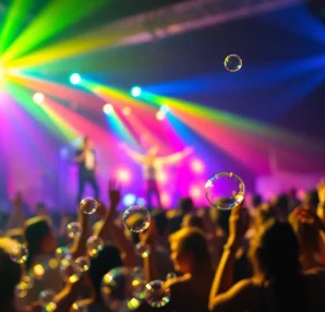Experience the creativity and excitement of 汽水音乐官网 at a lively music festival atmosphere.