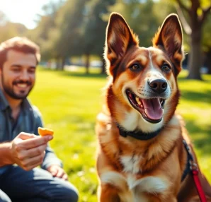 Engaging dog training session in Irvine focusing on positive reinforcement with a skilled trainer and attentive dog.