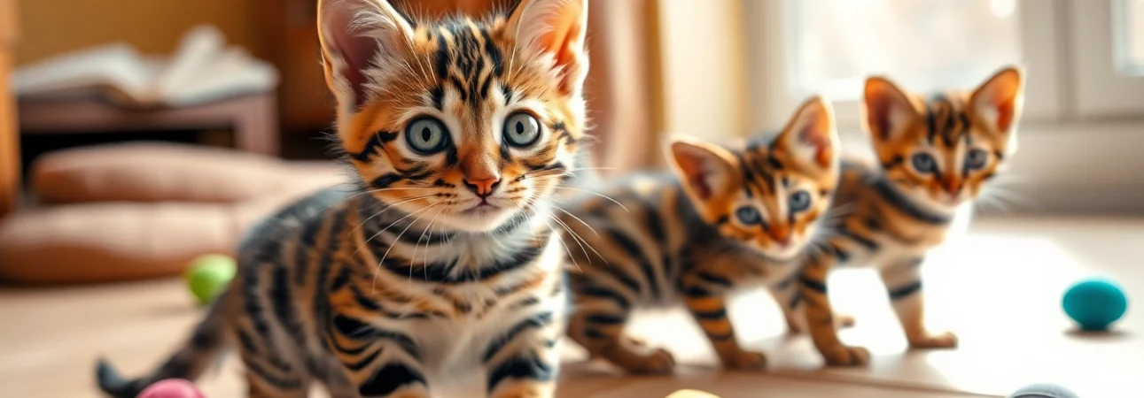 Adorable Bengal Kittens for Sale playing in a cozy setting, showcasing their unique markings.