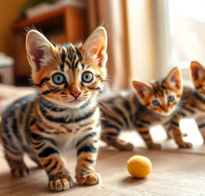 Adorable Bengal Kittens for Sale playing in a cozy setting, showcasing their unique markings.