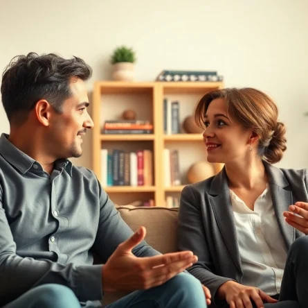 Promoting communication in relationships with a couple engaging in heartfelt conversation.