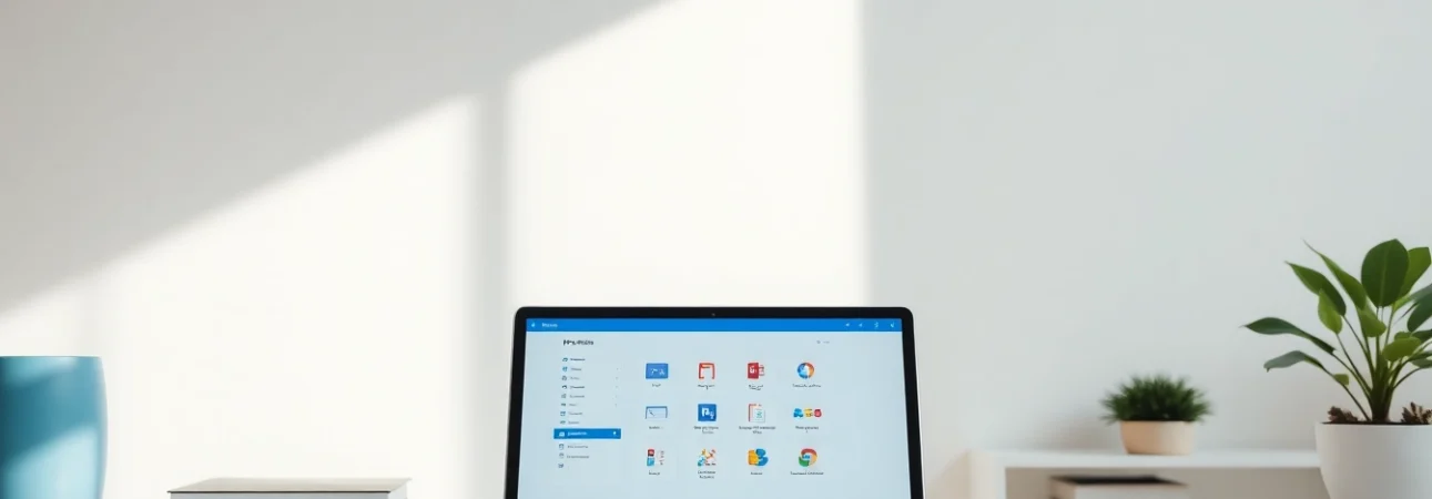 Efficiently downloading WPS Office software on a sleek laptop in a bright workspace.