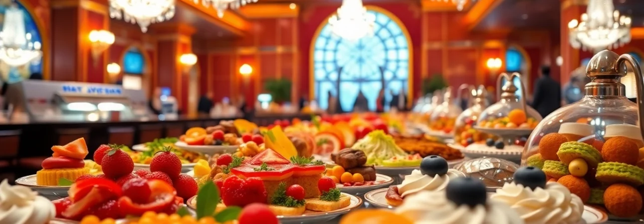 Enjoying a wide array of delectable Buffets in Vegas, featuring gourmet dishes and a luxurious setting.