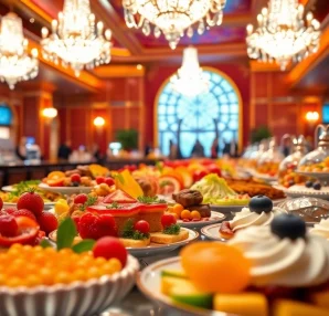 Enjoying a wide array of delectable Buffets in Vegas, featuring gourmet dishes and a luxurious setting.