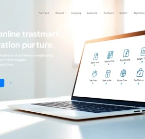 Engaging display of an online trademark registration platform, highlighting user-friendly design features.
