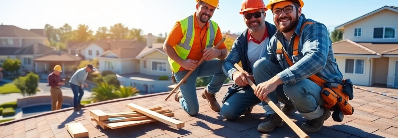 Local roofers near me efficiently installing shingles on a home roof.