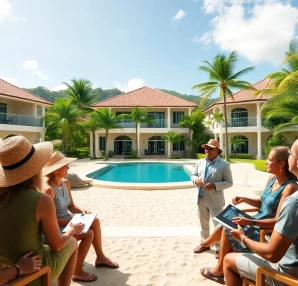 Engage with opportunities to Buy Real Estate Belize, showcasing vibrant tropical villas and nature.