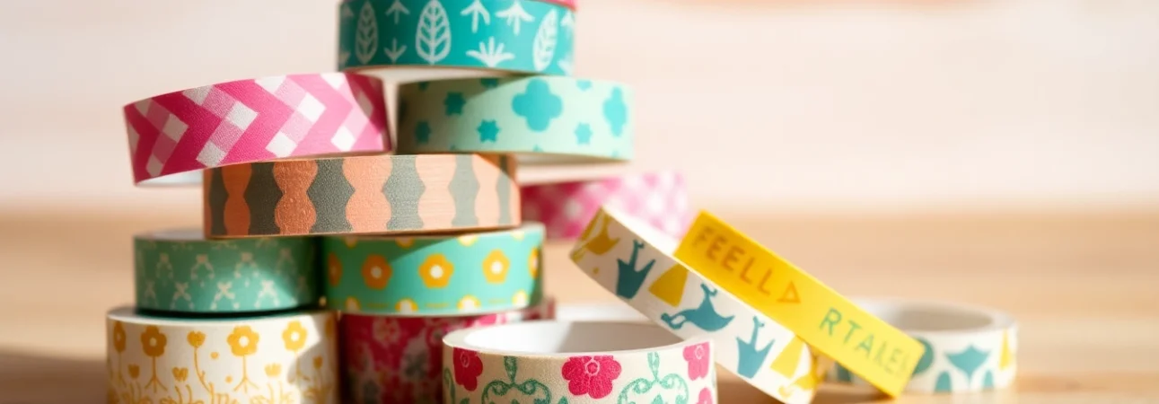 Enhance your projects with vibrant custom washi tape featuring unique designs.