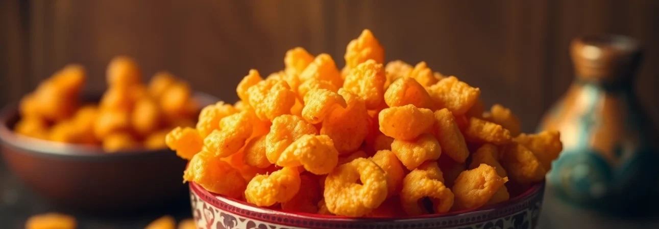Enjoy authentic Bikaneri bhujia, a crunchy and flavorful snack, served in a decorative bowl.