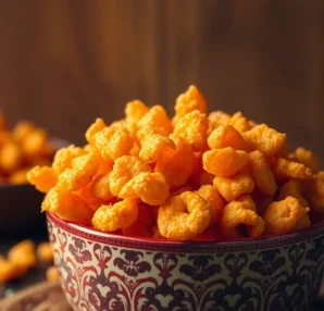 Enjoy authentic Bikaneri bhujia, a crunchy and flavorful snack, served in a decorative bowl.
