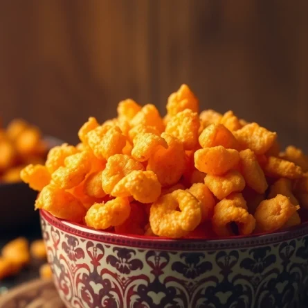 Enjoy authentic Bikaneri bhujia, a crunchy and flavorful snack, served in a decorative bowl.