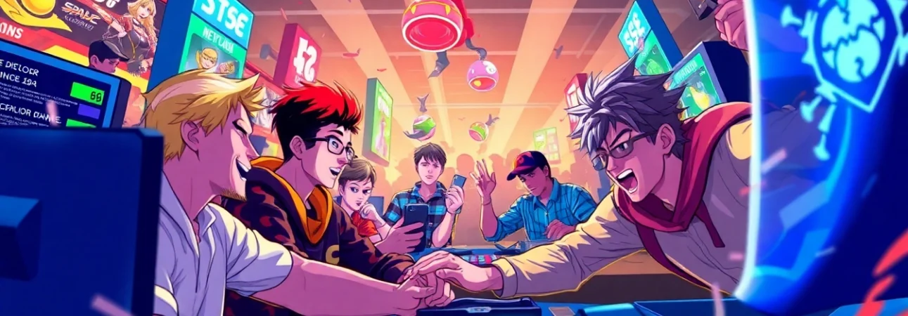 Players immersed in the dede game, showcasing intense focus and vibrant graphics.