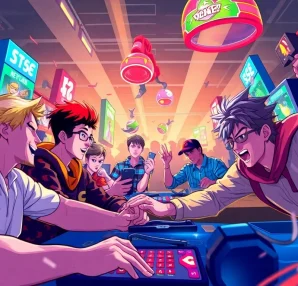 Players immersed in the dede game, showcasing intense focus and vibrant graphics.