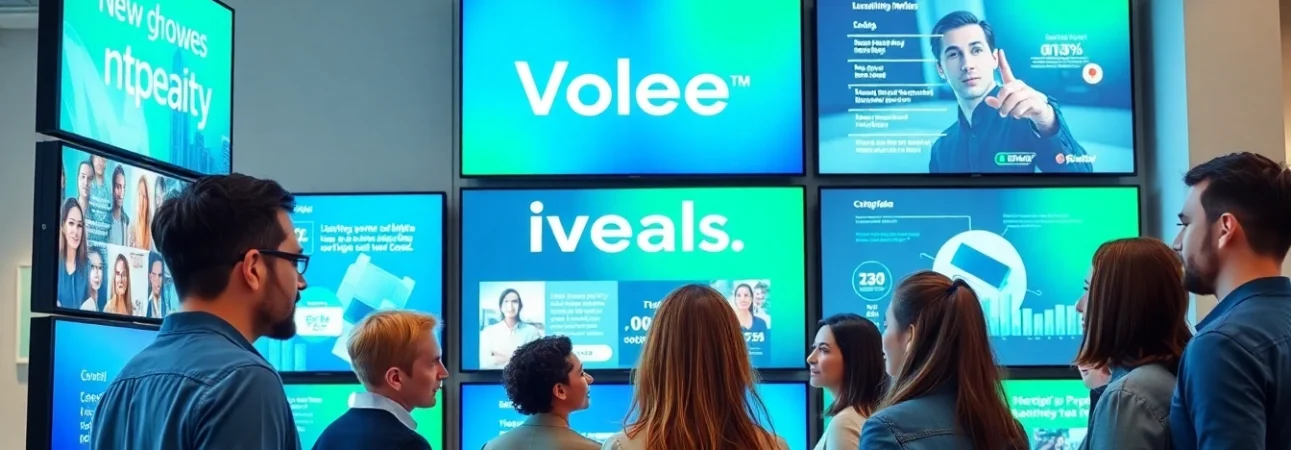 Showcasing a Free signage platform for businesses in a professional office setting with vibrant displays.