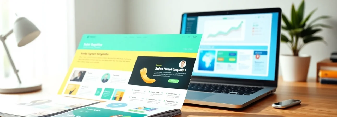 Showcasing Best funnel templates for coaches on a vibrant workspace to inspire sales strategies.