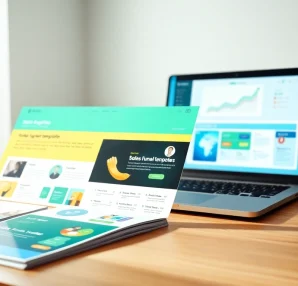Showcasing Best funnel templates for coaches on a vibrant workspace to inspire sales strategies.