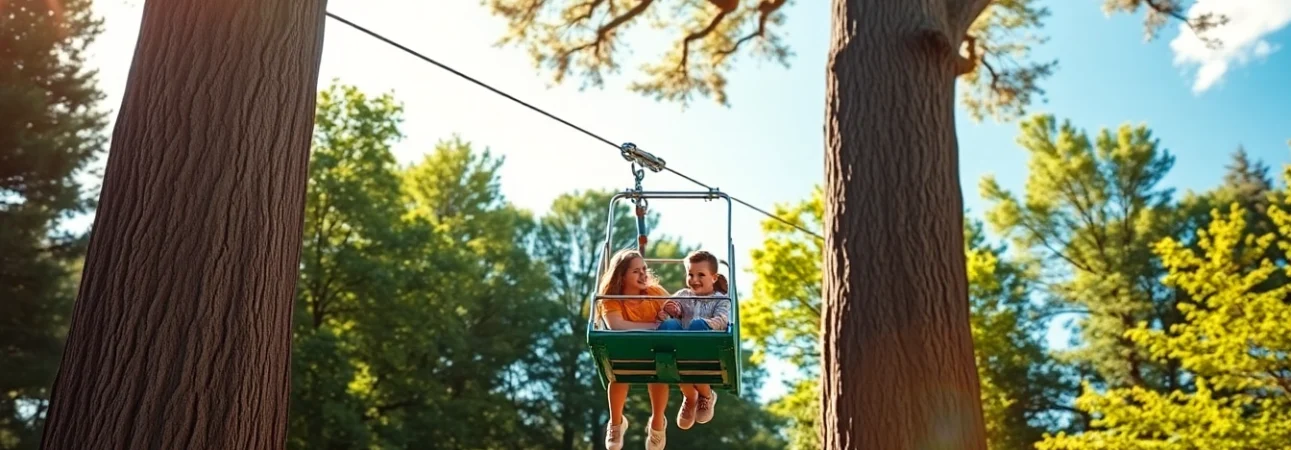 Children enjoying a fun ride using ZIP WIRE KITS in a sunny backyard environment.