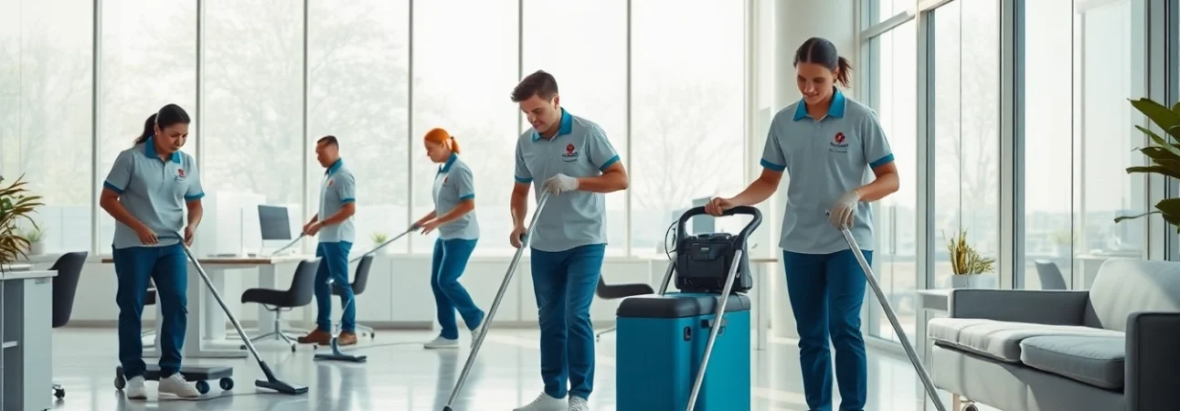 Enhance your workspace with efficient commercial cleaning performed by a professional team.
