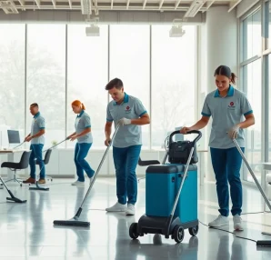 Enhance your workspace with efficient commercial cleaning performed by a professional team.