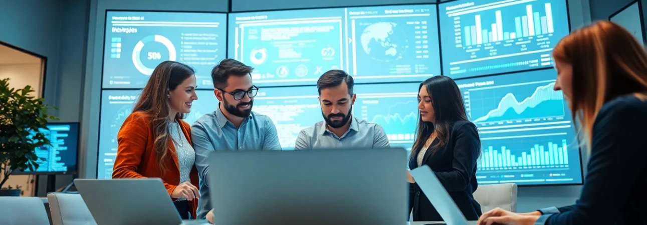 Enhancing IT Services Markham through a collaborative tech-savvy team in a modern workspace.