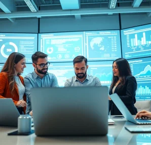Enhancing IT Services Markham through a collaborative tech-savvy team in a modern workspace.
