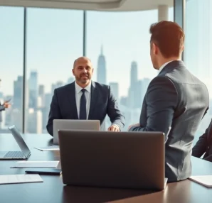 Showcasing Quickplus Business Consultants engaging with clients in a professional office environment.