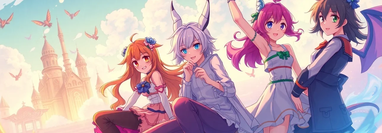 Explore truyen tranh sex with vibrant characters amidst a colorful fantasy manga scene.