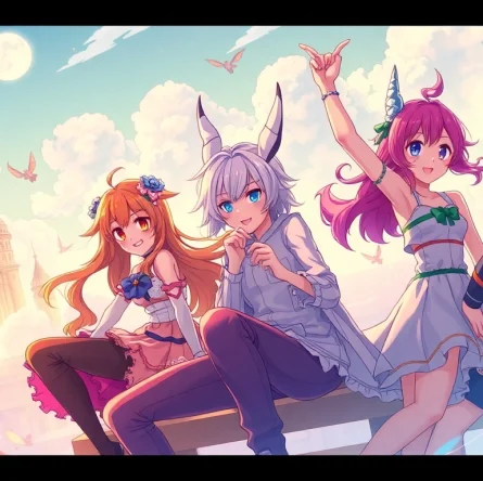 Explore truyen tranh sex with vibrant characters amidst a colorful fantasy manga scene.