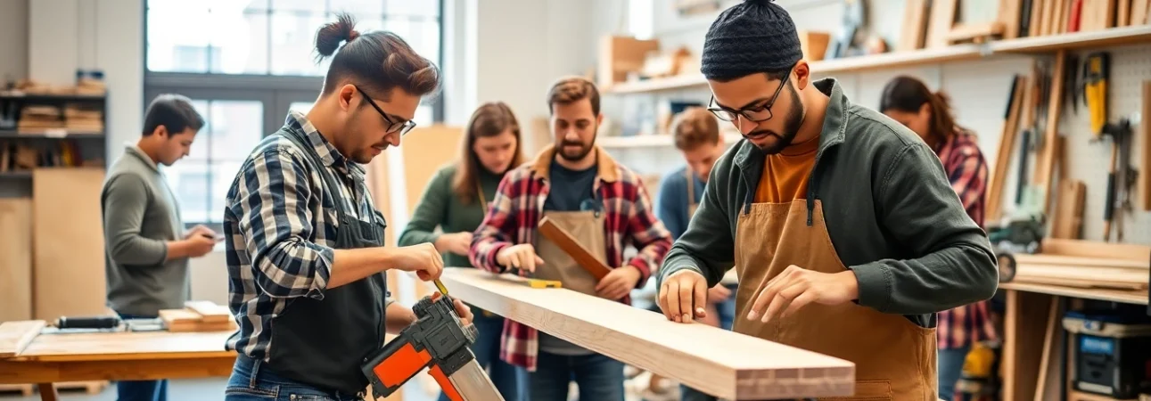 Apprenticeship opportunities for carpentry apprenticeship near me in an urban workshop setting.