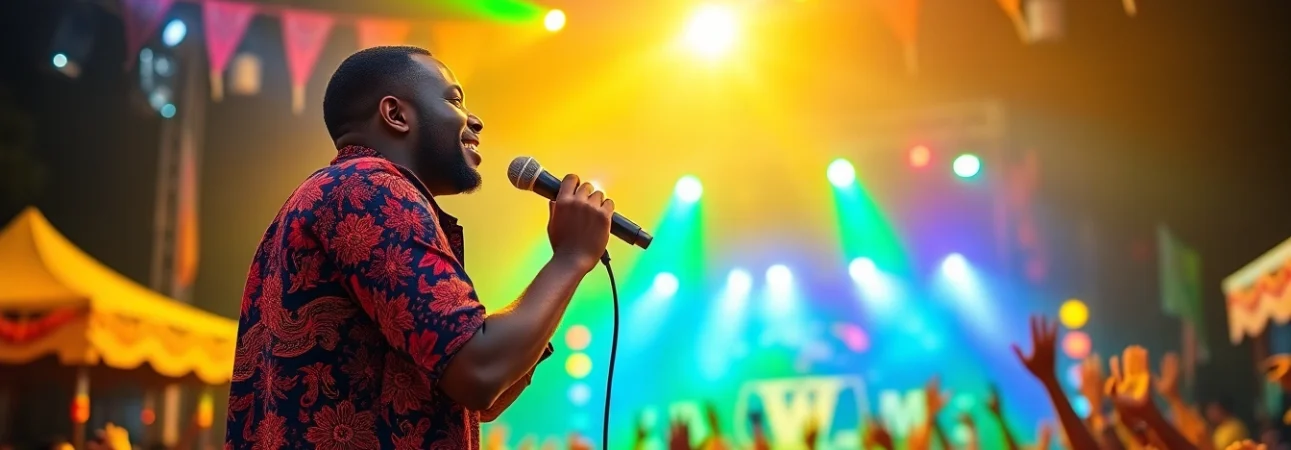Africa’s music streaming service showcasing a live performance by a talented musician with a vibrant crowd.