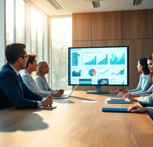 Analyze competitive intelligence strategies in a modern business meeting environment.