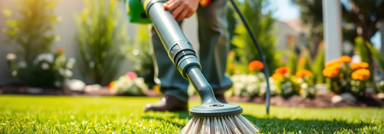 Learn how to clean artificial turf effectively with a professional showing cleaning techniques in action.