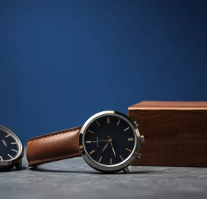 Showcase a premium 22mm watch strap highlighting its leather texture and elegant design.