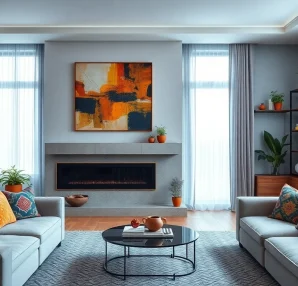 Showcase of Art and decor in a vibrant living room with an artistic arrangement.
