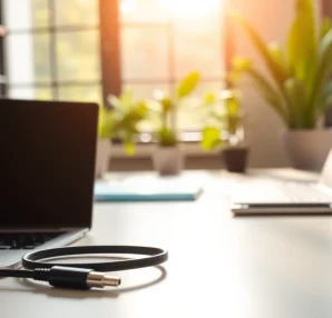 Optimize your devices with the starlink mini 12v cable featured in a modern workspace setup.