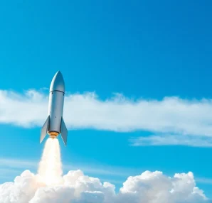 Rocket taking off for revenueroctelab symbolizing growth and innovation in finance.