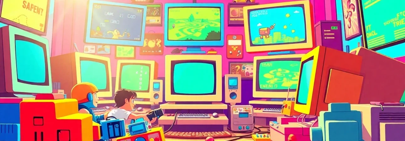 Play nostalgic characters and screens from dos games online in an energetic arcade setting.